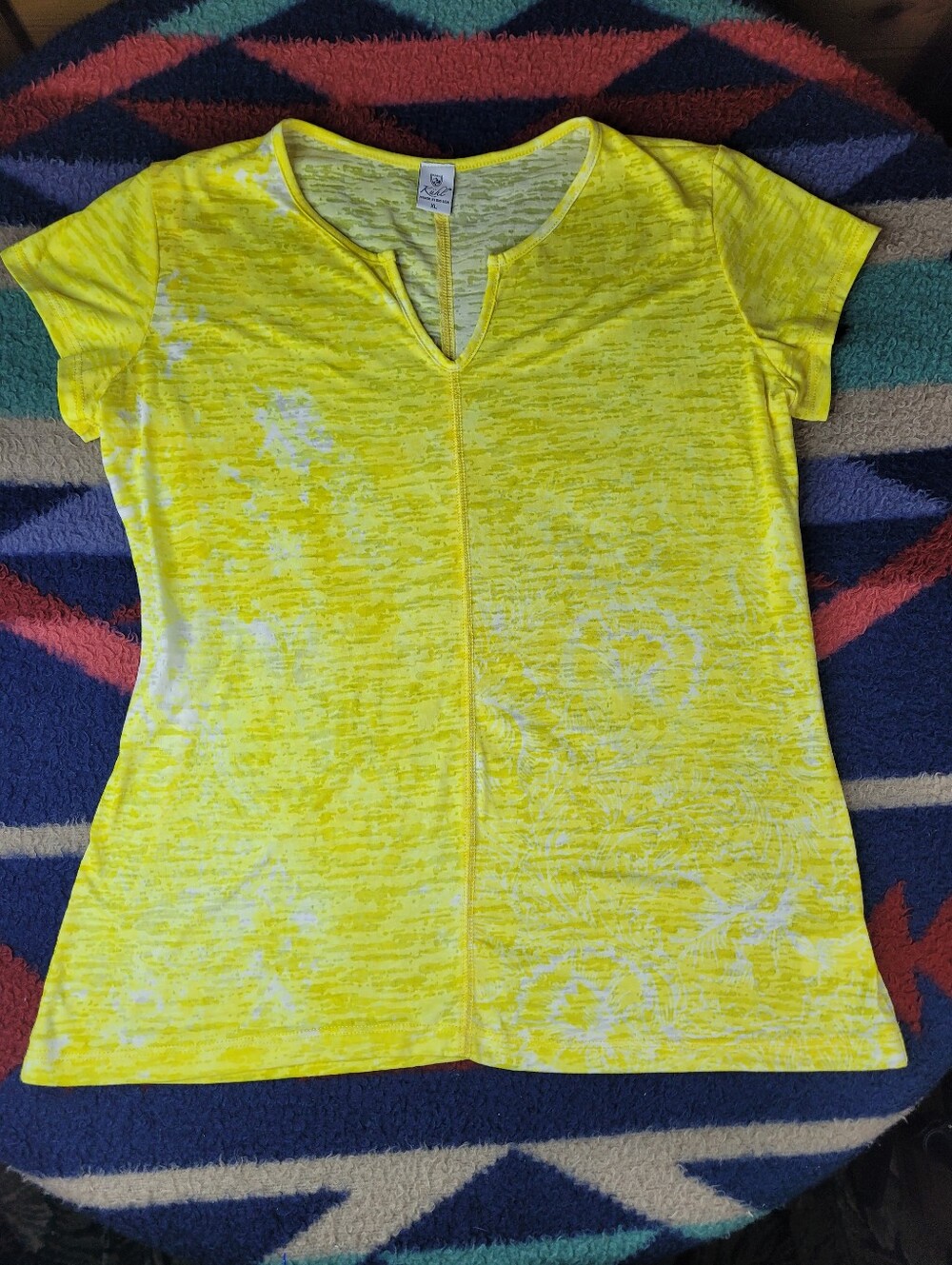 Kuhl T Shirt Top Womens XL Yellow Cap Sleeve Cotton Polyester Lightweight USA